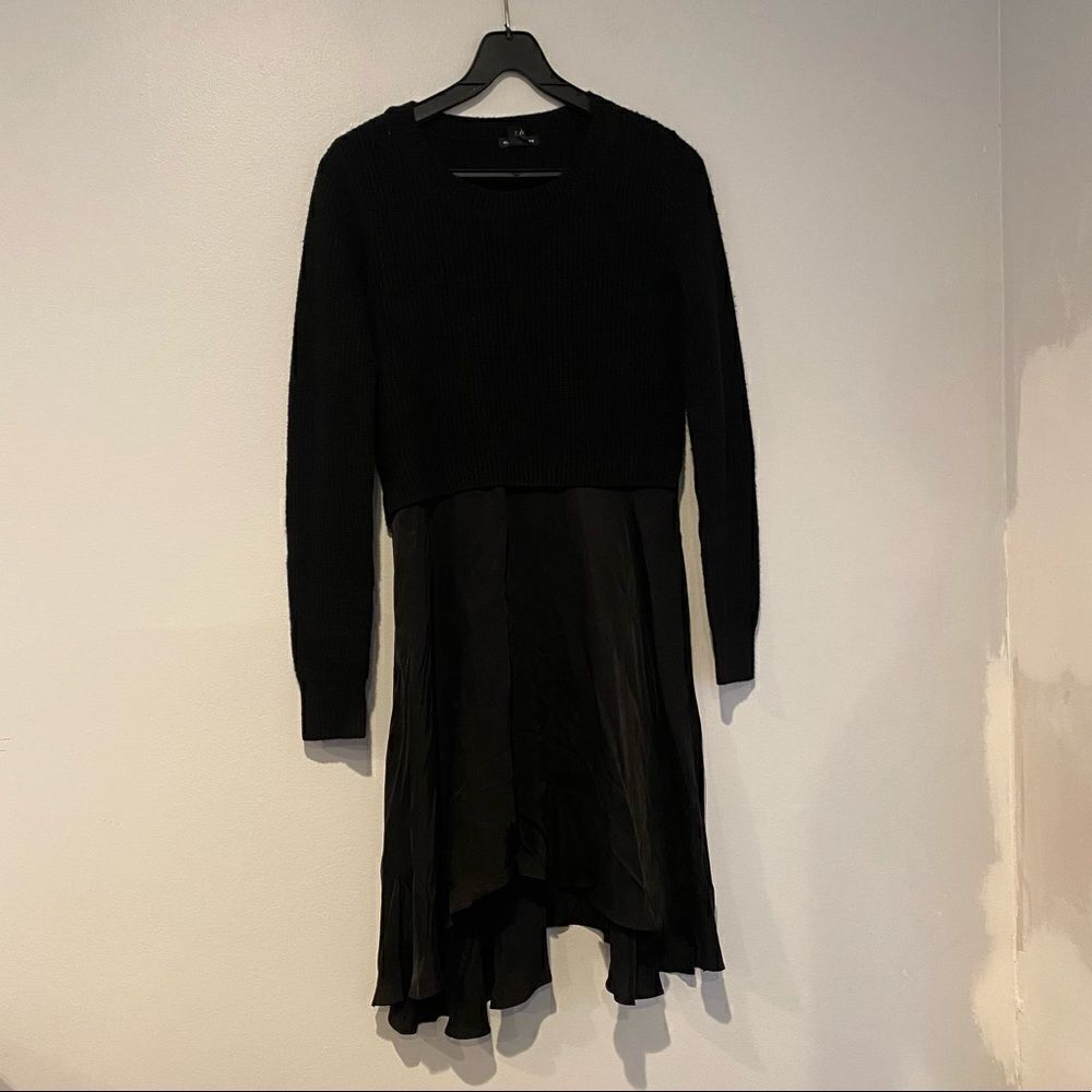 Club Monaco Black Sweater Silk Dress Combo Size Small